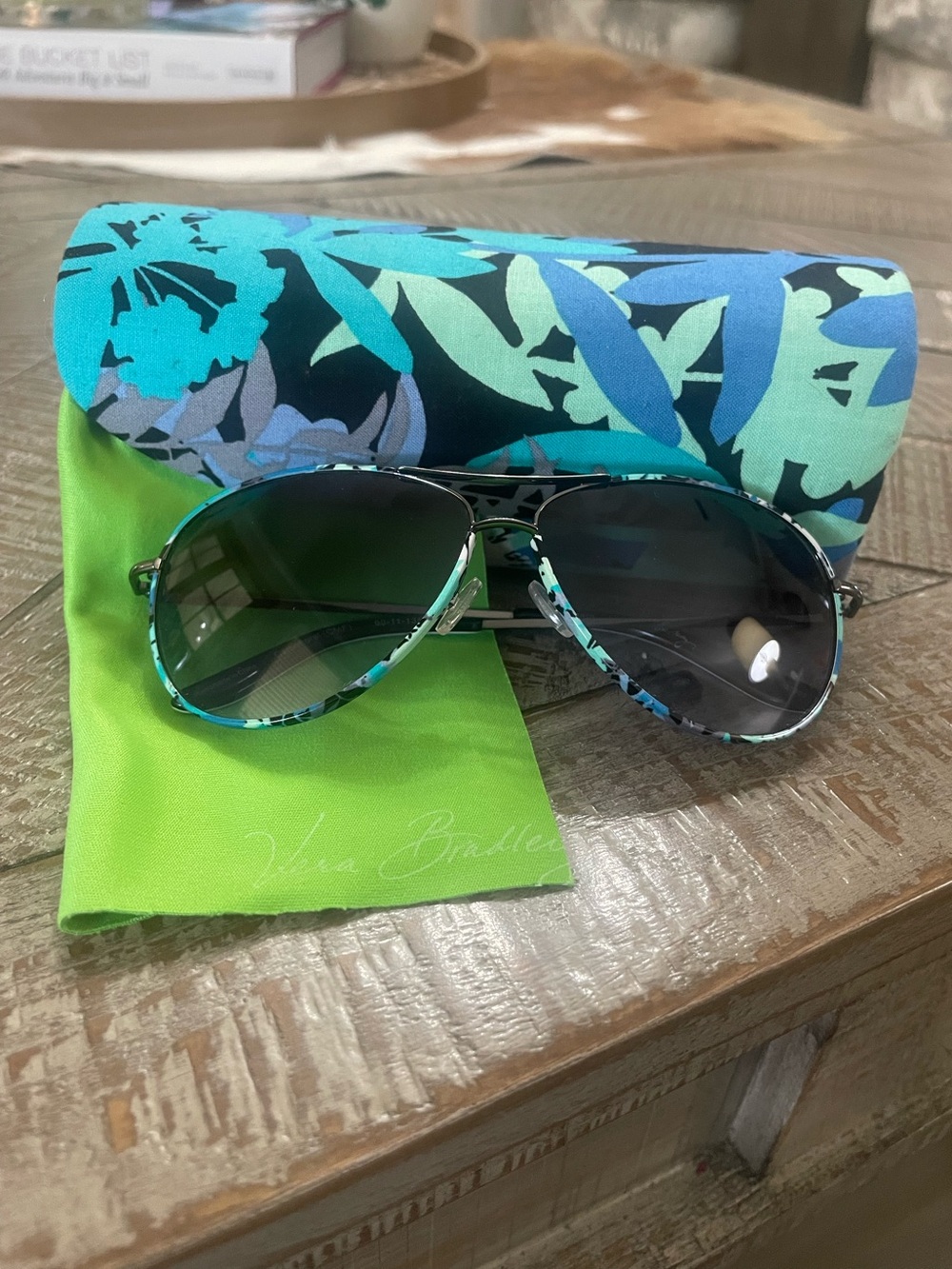 Vera Bradley Barbara Sunglasses in Black with Lime Green Accents